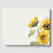 Minimal Boho Waterverf Zonnebloem Rustiek Huwelijk Gastenboek (Achterkant)