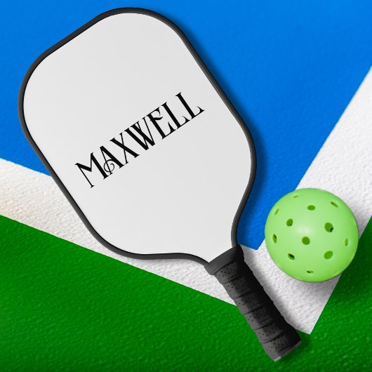Minimal Bold Elegant Zwart Typografie Achternaam Pickleball Paddle