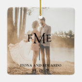 Minimal Bold Monogram Foto Modern Keramisch Ornament (Achterkant)