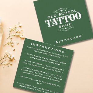 Minimal Bold Tattoo Artiest Nazorg Instructies Vierkante Visitekaartje