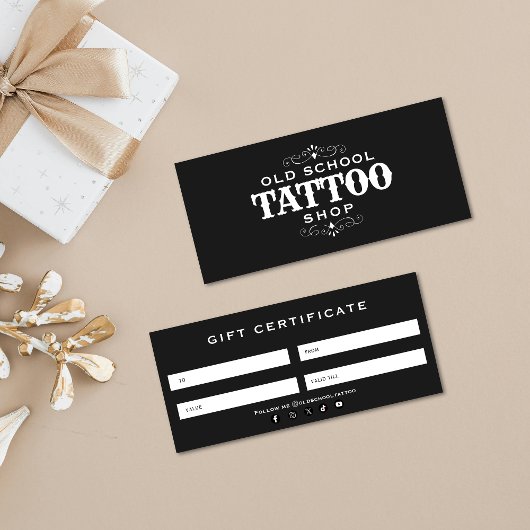 Minimal Bold Tattoo Artist Gift Certification 