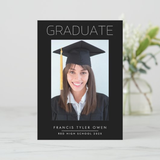 Minimal Border AFSTUDEREN High School Foto Aankondiging (Staand voorkant)