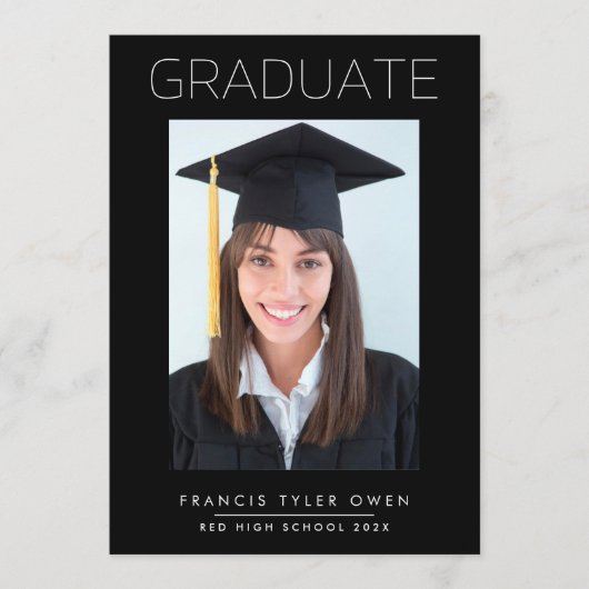 Minimal Border AFSTUDEREN High School Foto Aankondiging (Voorkant)