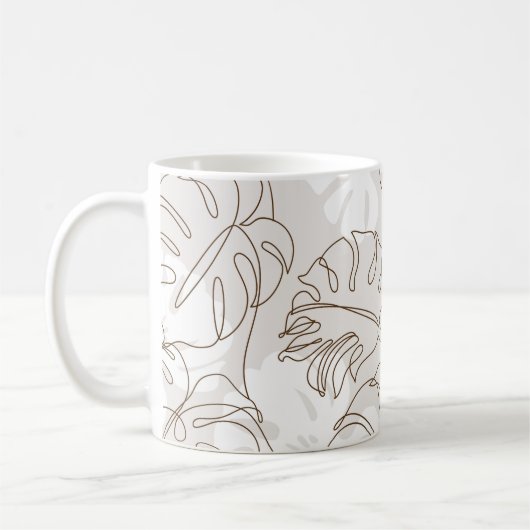 Minimal botanical art seamless pattern. Tropical m Koffiemok (Links)