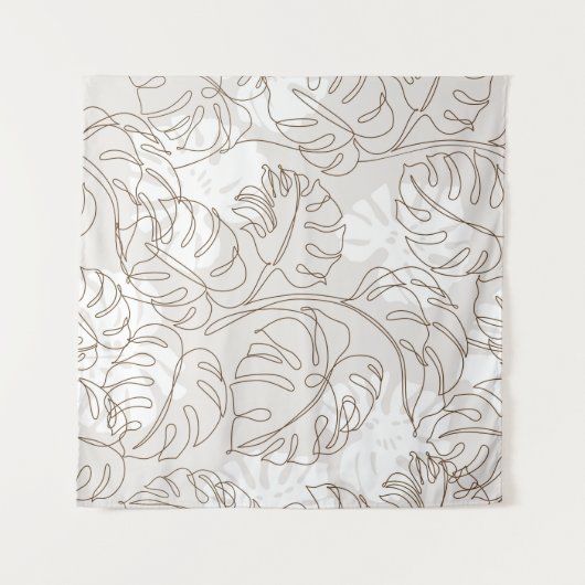 Minimal botanical art seamless pattern. Tropical m Wandkleed (Voorkant (horizontaal))