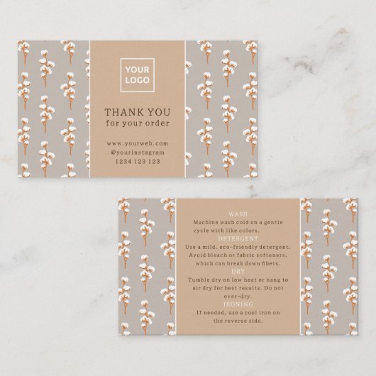 Minimal Botanical Care Instructions Card  Visitekaartje (Voorkant / Achterkant)