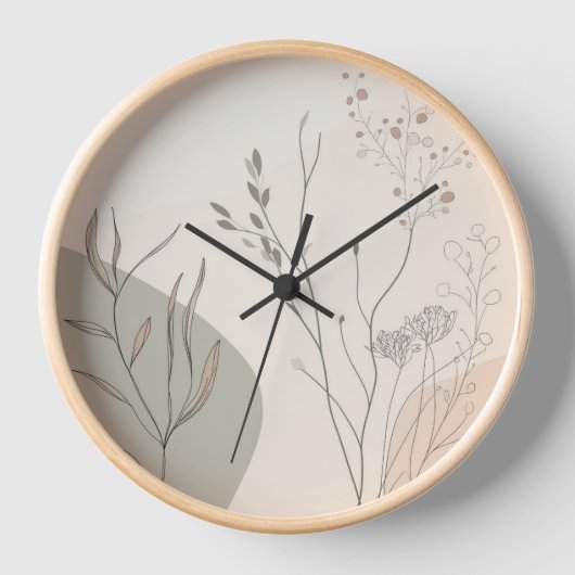 Minimal Botanical Clock – Abstract Line Art (Voorkant)