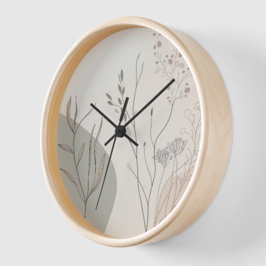 Minimal Botanical Clock – Abstract Line Art (Hoek)