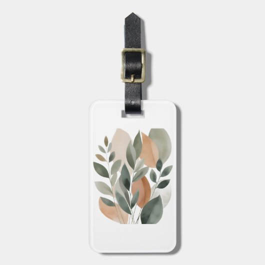 Minimal Botanical Leaf Pattern Bagagelabel (Voorkant verticaal)
