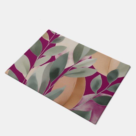 Minimal Botanical Leaf Pattern Deurmat (Schuin)