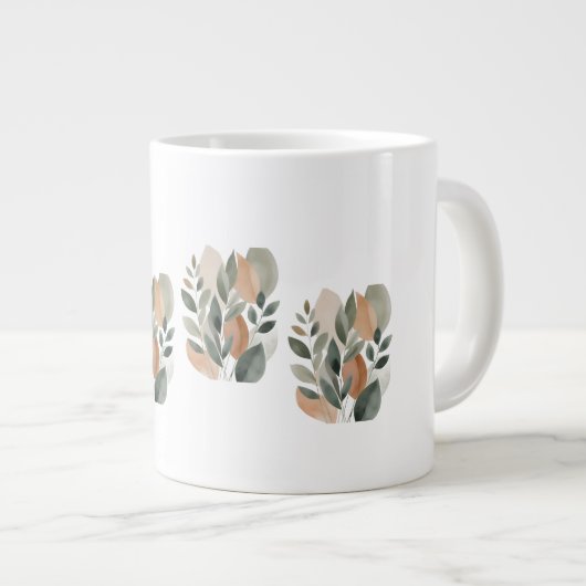 Minimal Botanical Leaf Pattern  Extra Grote Beker (Voorkant rechts)