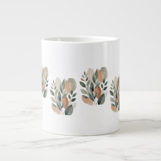 Minimal Botanical Leaf Pattern  Extra Grote Beker (Voorkant)