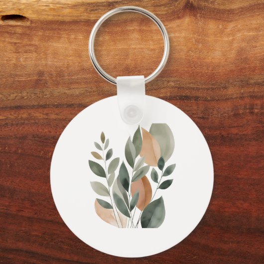 Minimal Botanical Leaf Pattern Sleutelhanger (Voorkant)