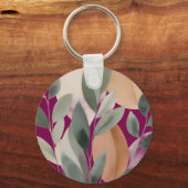 Minimal Botanical Leaf Pattern Sleutelhanger (Achterkant)