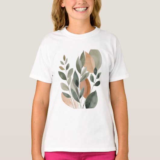 Minimal Botanical Leaf Pattern  T-shirt (Voorkant)