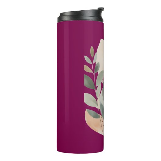 Minimal Botanical Leaf Pattern Thermosbeker (Gedraaid links)