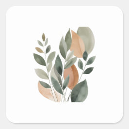 Minimal Botanical Leaf Pattern Vierkante Sticker
