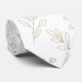 Minimal Botanical Line Art Pattern (9) Stropdas (Opgerold)