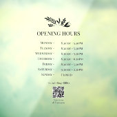 Minimal Botanical Logo Opening Hours QR Code Raamsticker (Vel 3)