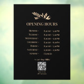 Minimal Botanical Logo Opening Hours QR Code Raamsticker (Vel 3)