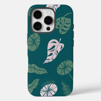 Minimal Botanical Pastel Green Custom Name Phone iPhone 16 Pro Hoesje