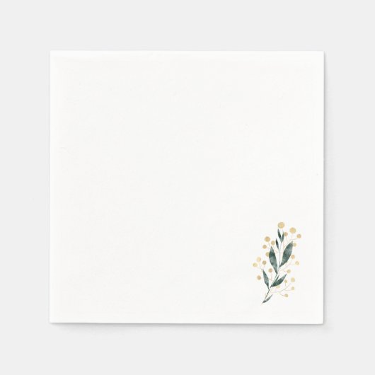 Minimal Botanical | Soft Greenery & Gold Accent Servet (Voorkant)