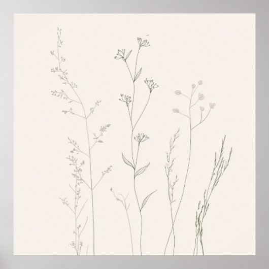 Minimal Botanical Wall Art – Soft Spring Poster (Voorkant)