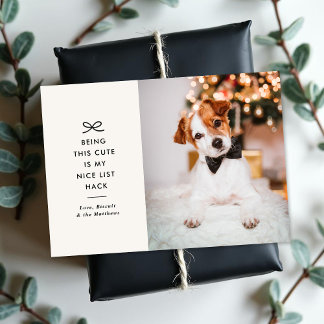 Minimal Bow Cute Saying Pet Christmas Photo Feestdagenkaart