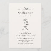 Minimal Bow Floral Baby Shower Invitation Kaart (Voorkant)