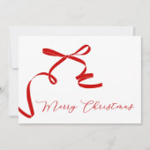 Minimal Bow Merry Christmas Feestdagenkaart (Voorkant)