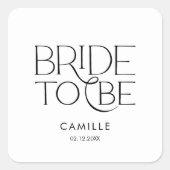 Minimal Bride to Be Bridal Shower Vierkante Sticker (Voorkant)