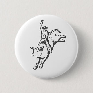 Minimal Bull Rider Line Art Western Pin Ronde Button 5,7 Cm