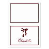 Minimal Burgundy Bow Place Card Kaart (Voorkant)