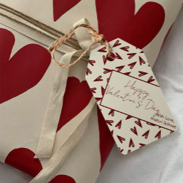 Minimal Burgundy & Cream Hearts Valentine Cadeaulabel