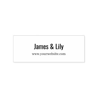 Minimal Business Address Stamp with Name & Website Rubberstempel