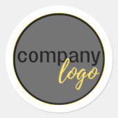 MINIMAL BUSINESS LOGO COMPANY BRANDING WIT RONDE STICKER (Voorkant)