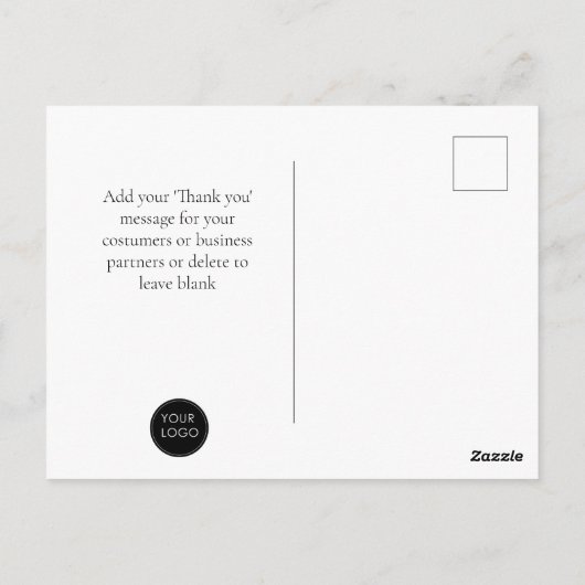 Minimal Business Logo Script Bedankt White Briefkaart (Achterkant)