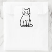Minimal Calm Cat Illustration Vierkante Sticker (Tas)