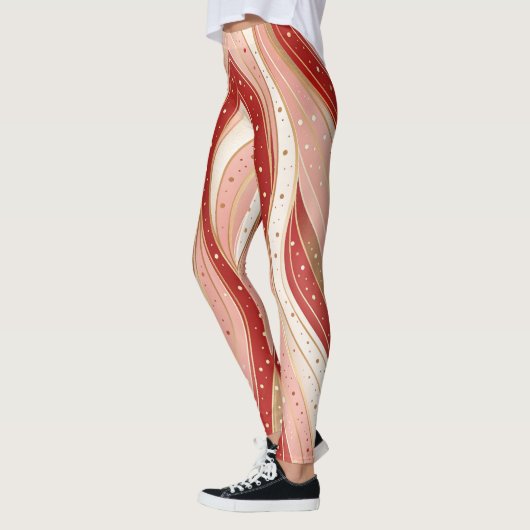 Minimal Candy Flow Leggings – Modern Holiday Wave  (Gauche)