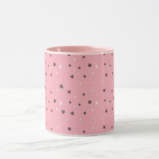 Minimal Cat Faces Pattern on Pink – Cute Pastel Mok (Midden)