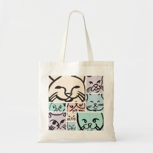 Minimal Cats Line Art Collage Tote Bag (Devant)
