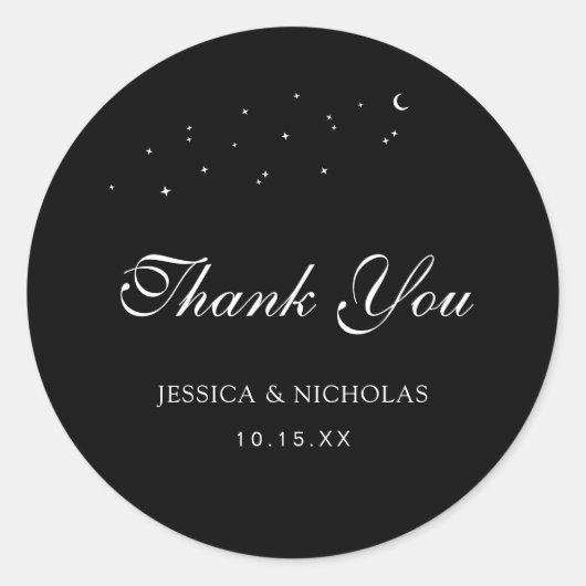 Minimal Celestial Bedankt Script Wedding Favoriet Ronde Sticker (Voorkant)