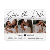 minimal chic 3 photo collage save the date magnet (Horizontal)