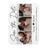 minimal chic 3 photo collage save the date magnet (Vertical)