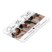 minimal chic 3 photo collage save the date magnet (Côté Gauche)