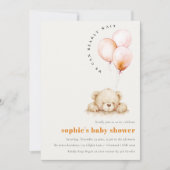 Minimal Chic Blush Bearly Wait Balloon Baby shower Kaart (Voorkant)