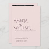 Minimal Chic Prune and Blush Wedding Invitation Kaart (Voorkant / Achterkant)