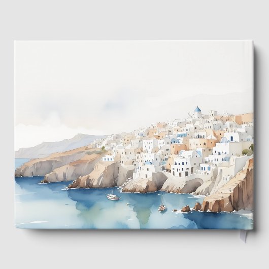 Minimal Chic Santorini Griekenland Waterverf bruil Gastenboek (Achterkant)