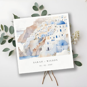 Minimal Chic Santorini Griekenland Waterverf bruil Servet