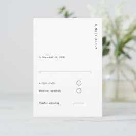 Minimal & Chic White Modern Simple Wedding RSVP Kaartje